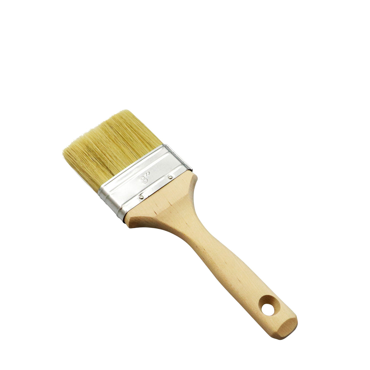 Brocha profesional 75 mm para aplicación de goma líquida – mango de madera, cerda natural clara